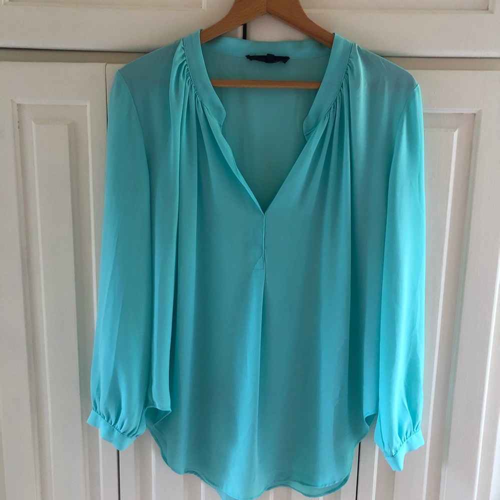 Olivaceous Long Sleeve Aqua Blouse Size M